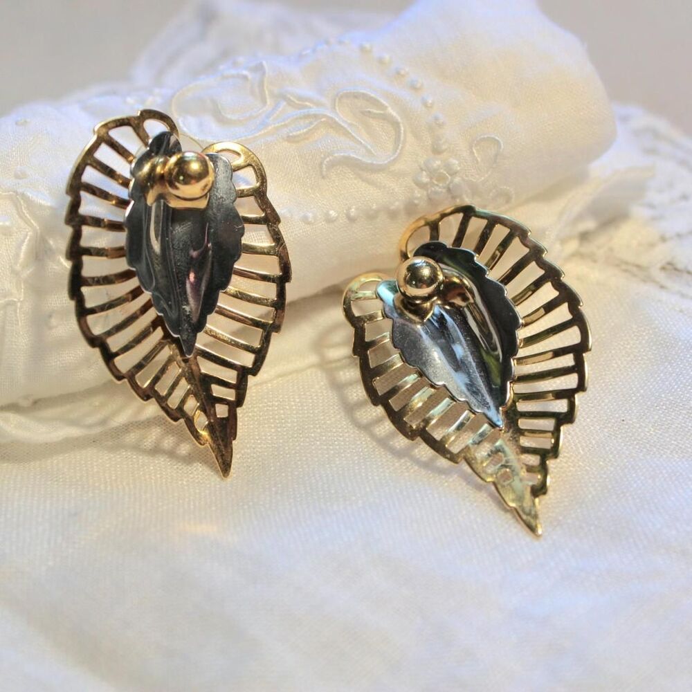 Fairycore layered stud dangle earrings gold-tone and silver-tone
